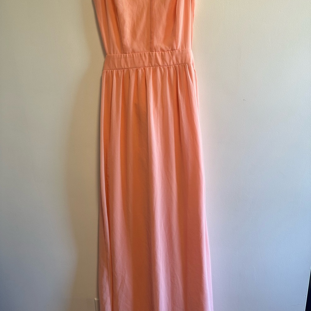 Lulu's Coral Maxi Dress with Gathered Waist